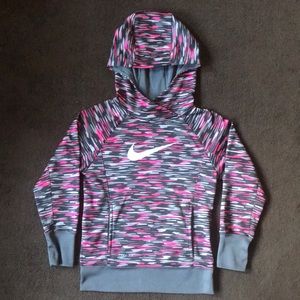 Nike girls Therma-Fit hoodie, gray and pink size S